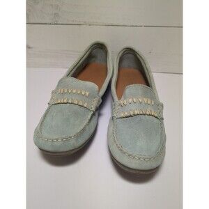 Ladies Sz 7.5 (38) Piero Mesetti Lt Blue Suede Driving Moccasins Made In Spain